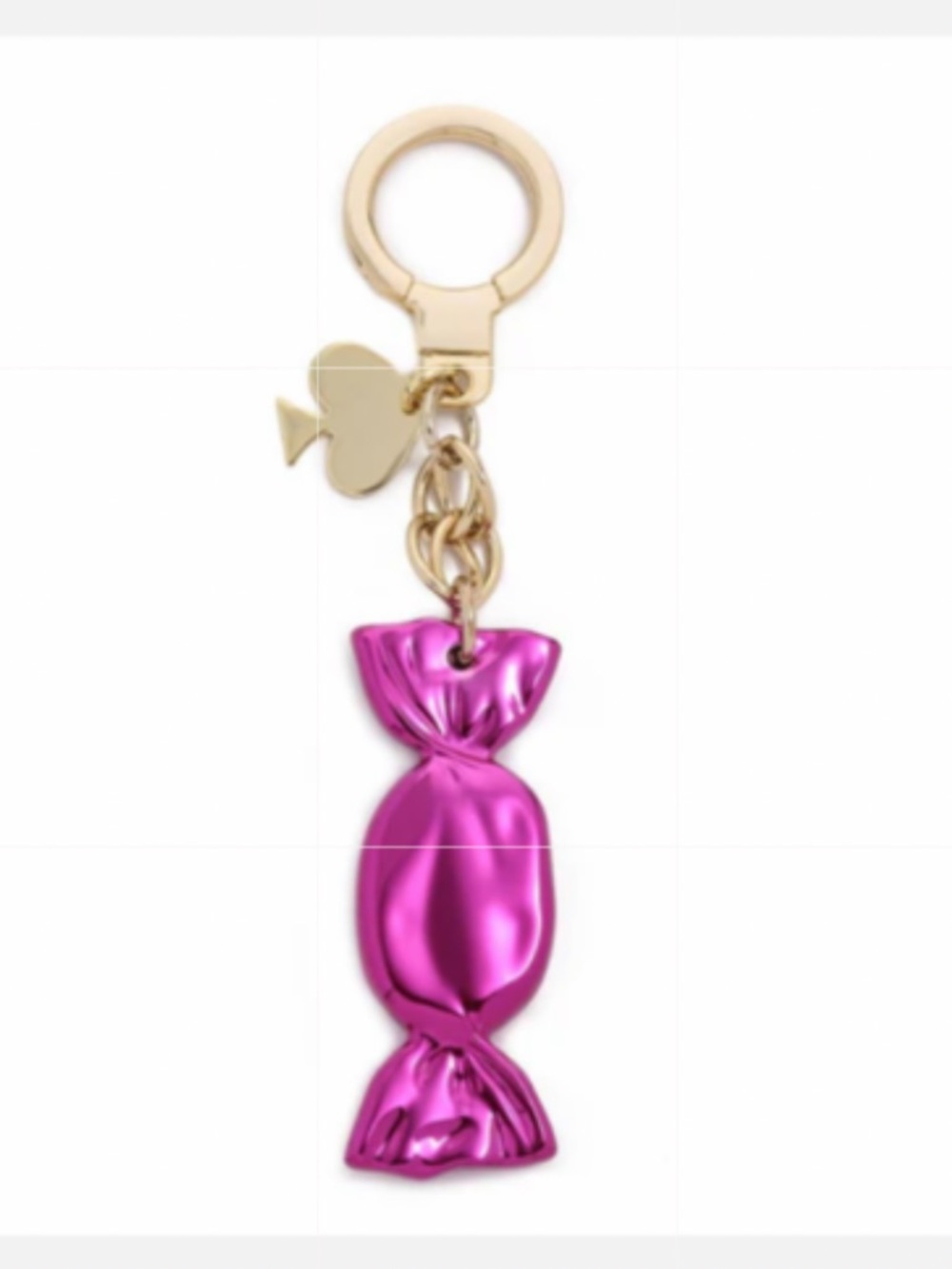 kate spade Hot Pink Metallic Candy Keychain with Gold-Tone Hardware